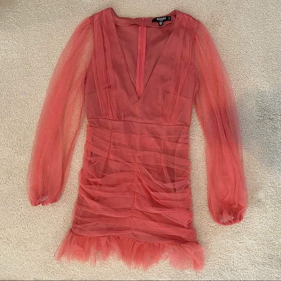 MISSGUIDED Petite Pink Ruffled Mini Dress - Picture 2 of 6